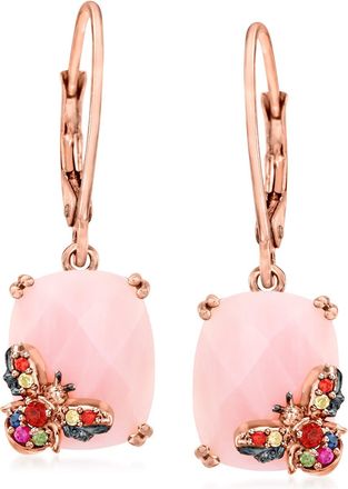 Ross-Simons Pink Opal and. Multicolored Sapphire Bumblebee Drop Earrings With Garnet Accents in 18kt Rose Gold Over Sterling