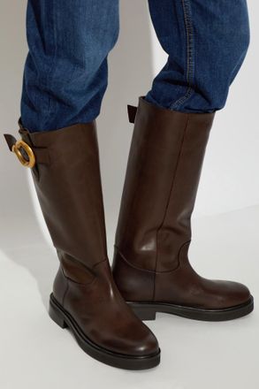 Etro Leather Boots With A Buckle, Womens, Brown
