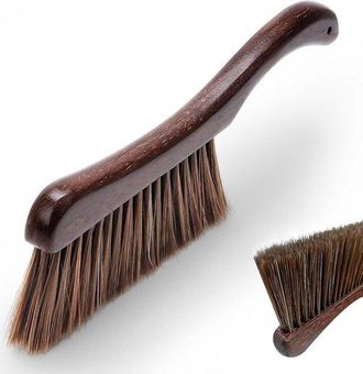 No Brand Cepillo De Limpieza De Madera Con Mango Curvo Y Cuatro Filas De Cerdas - Cepillo Suave Para Sof&aacute;s, Alfombras Y Ropa, 33,7 Cm
