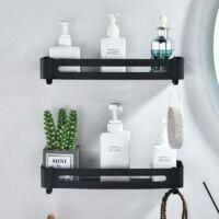 OEM Estante De Ducha Negro, No Requiere Perforaci&oacute;n, Cesta De Ducha De Aluminio Para Montaje En Pared, Estante De Almacenamiento Para Ba&ntilde;o, Estante De Duc