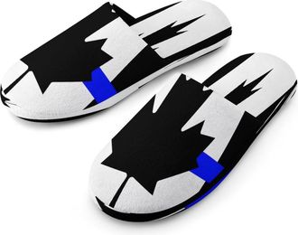 Generic Police Canada Flag Mens Cozy Memory Foam Slippers Warm Cotton House Shoes Comfy Slipper for Indoor Outdoor