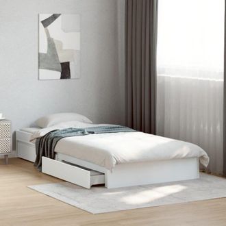 vidaXL Cama Con Cajones Madera De Ingenier&iacute;a Blanca 90x190 Cm Vidaxl