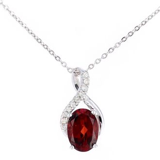 Diamant L'éternel Womens 9ct White Gold 0.94ct Garnet and 0.04ct Diamond Pendant - One Size