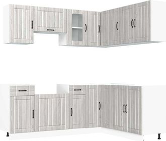 vidaXL Vidaxl - Mueble Cocina Lucca Sonoma Gris 11 Pzas Madera Contrachapada