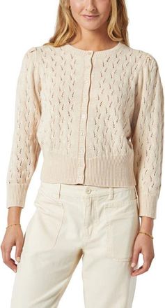 Joie Wilsale Pointelle Cotton & Linen Cardigan in Tapioca at Nordstrom, Size X-Large