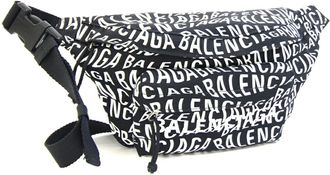 Balenciaga Black White Coated Canvas Fanny Pack (Pre-Owned)