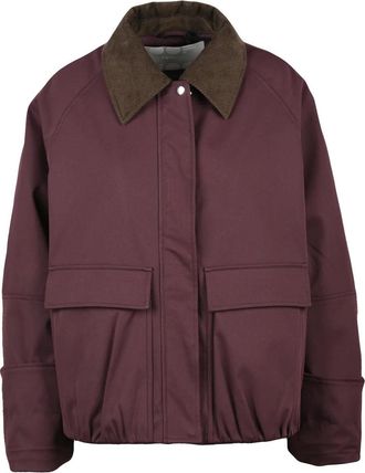OOF Deep Red Polyester Quilted Jacket