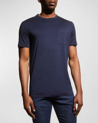 Isaia Mens Silk-Blend Pocket T-Shirt