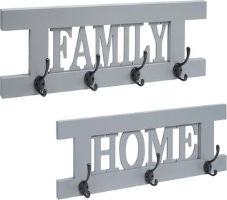 Hhg Hhg - Non Utilizzato] Serie Vintage Set 2x Appendiabiti Guardaroba 987 Family Home Grigio Blu