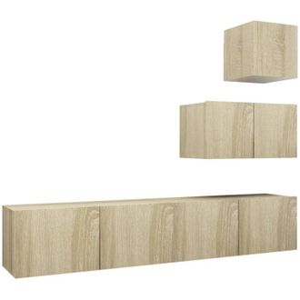 vidaXL Vidaxl - Juego De Muebles De Sal&oacute;n 4 Piezas Roble Sonoma