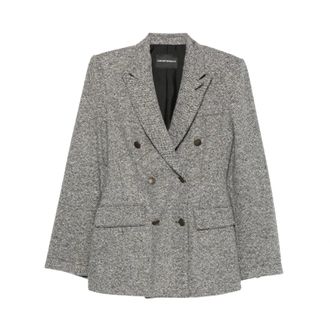 Emporio Armani Tweed Blazer - Dames - Jassen - Grijs - Maat: S Tweed