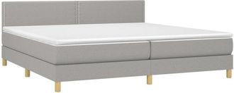 vidaXL Vidaxl - Cama Box Spring Con Colch&oacute;n Tela Y Led Gris Claro 200x200 Cm
