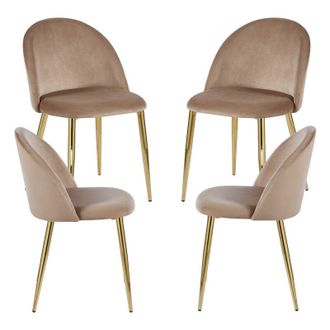 Regalos Miguel Packs Sillas Comedor - Pack 4 Sillas Vint Terciopelo Golden - Champ&aacute;n