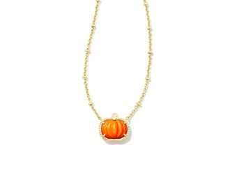 Kendra Scott Pumpkin Short Pendant Womens Necklace Womens Necklace Gold Orange Mother-of-Pearl, Brass