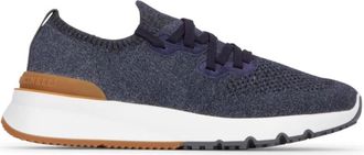Brunello Cucinelli Katoenen gebreide lage sneakers - Heren - Schoenen - Blauw - Maat: 46 EU Katoen