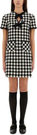 Valentino Garavani Embroidered Damier Light Tweed Short Dress-Donna