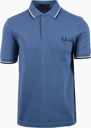 Fred Perry Mens FRED PERRY TWIN TIPPED POLO ACE BLUE/WHITE/TENNIS BLUE - Size: 46