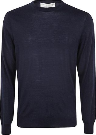 FILIPPO DE LAURENTIIS Luxe Navy Crew Neck Sweater - Heren - Ronde hals truien - Blauw - 2XL - Wol - Truien & Vesten