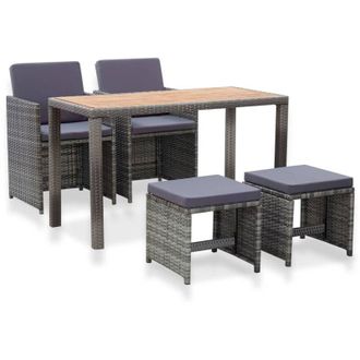 vidaXL vidaXL Set da Pranzo da Giardino 5 pz Polyrattan e Acacia Antracite