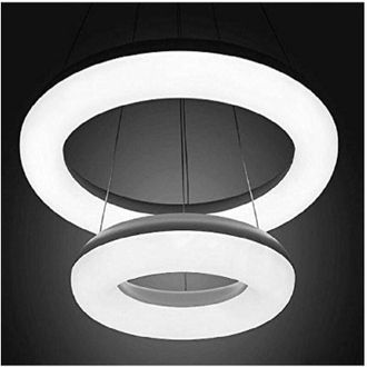 Trade Shop Lampadario Lampada 2 Anelli Luce Led Soffitto Sospensione Pendente Moderno Design - - Trade Shop Traesio