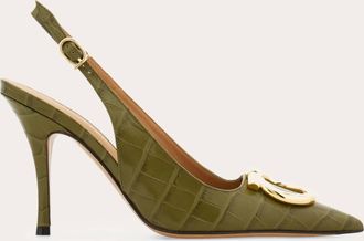 Ferragamo Donna Slingback maxi Gancini Verde Taglia 36.5