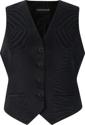 Roberto Cavalli tiger-pattern waistcoat - women - Viscose/Viscose/Cotton - 40 - Black