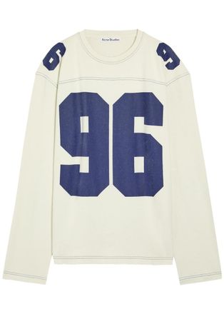 Acne Studios Printed Long-sleeve Cotton T-shirt - Beige - XL