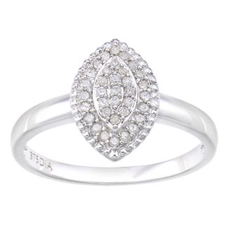 Diamant L'éternel 9ct witgouden diamanten ring met marquise vorm en cluster van 0,16 ct