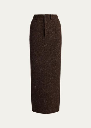Ralph Lauren Collection Fontaine Wool-Blend Donegal Tweed Maxi Skirt