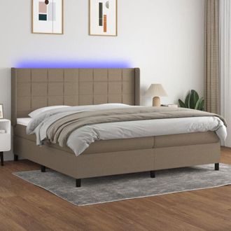 vidaXL Vidaxl - Cama Box Spring Colch&oacute;n Y Luces Led Tela Gris Taupe 200x200 Cm