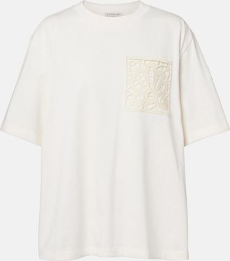 Moncler Embroidered oversized cotton jersey T-shirt