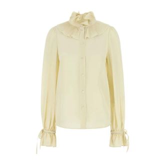 Valentino Garavani Blouses, female, Yellow, Size: XS Solid Crepe De Shirt