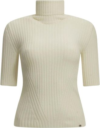 Herno Jersey de cuello alto de canal&eacute; de manga corta - Knitwear - Mujer - Blanco - M