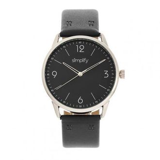 Simplify The 6300 Leather-Band Watch in Black at Nordstrom