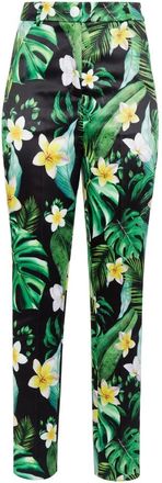 Philipp Plein Broeken, Dames, Groen, XL, Polyester, Duchesse Super High Waist Broeken Hawaii