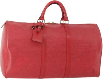 Louis Vuitton Pre-owned Weekend Bags, unisex, Red, Size: ONE SIZE Pre-owned Keepall Travel Bag
