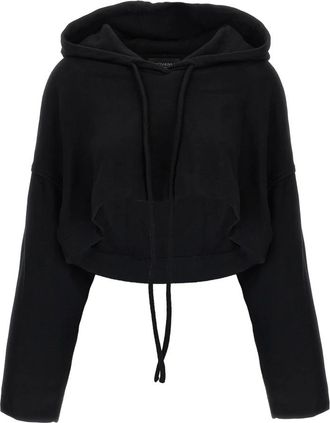 Giovanni Bedin Hoodies & sweatvesten, Dames, Zwart, 2Xs, Katoen, Cropped Hoodie