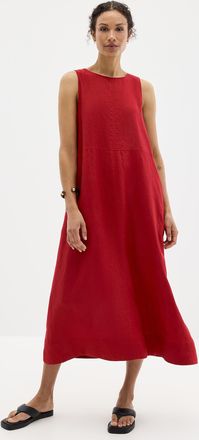 Contemporaine Womens Pure linen trapeze maxi dress