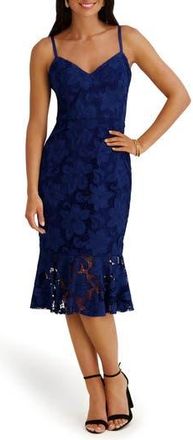 Siena My Balconia Lace Body-Con Midi Dress in Sapphire at Nordstrom Rack, Size 10