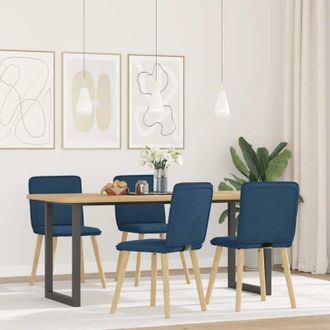 vidaXL Sillas De Comedor 4 Unidades Tela Azul Vidaxl