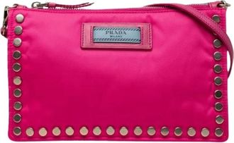 Prada Pre-owned Etiquette Crossbody Bag - Dames - Vintage Schoudertas - Roze - ONE Size - Leer - Vintage