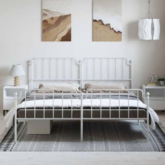 Berkfield Home Metal Bed Frame with Headboard & Footboard White 193x203 cm