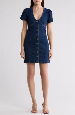 Vigoss Short Sleeve Button-Front Denim Dress in Dark Wash at Nordstrom Rack, Size X-Large