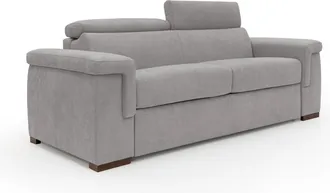 Divani.Store Divani.store - Giunone Sof&aacute; Cama Convertible Con Colch&oacute;n De 18 Cm Y Reposacabezas Reclinables En Tejido Impermeable 220 Cm (mat. 140x197 Cm) Gris Clar