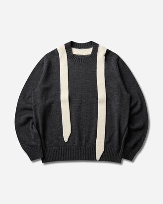 sacai Men s Wool Knit Pullover Grey / Off White