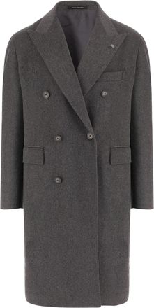 Tagliatore Grey Wool Double-Breasted Coat