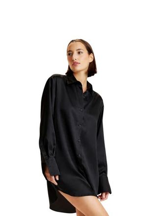 Cynthia Rowley Collectible Silk Shirt Dress in Black at Nordstrom, Size X-Small
