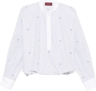Gucci Striped Embroidery Blouse