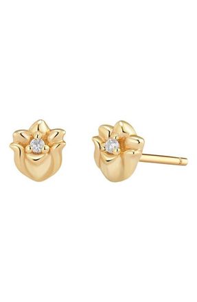 Made by Mary CZ Birth Flower Stud Earrings in May - Gold Vermeil at Nordstrom