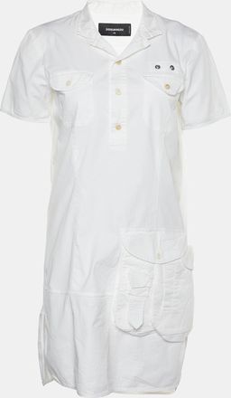 Dsquared2 White Cotton Button Front Shift Dress